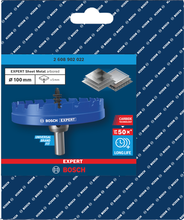Gergaji lubang arbor Bosch 100 mm EXPERT Sheet Metal.